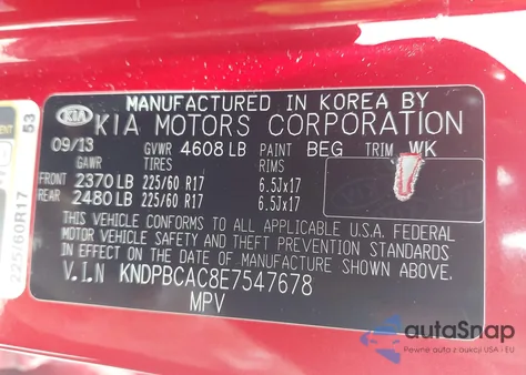 2014 Kia Sportage Lx из США, поврежденный, VIN KNDPBCAC8E7547678